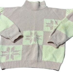 Vintage SKYR Sportswear Shetland Wool Sweater Womens 40 Pink Mock Neck Grandma